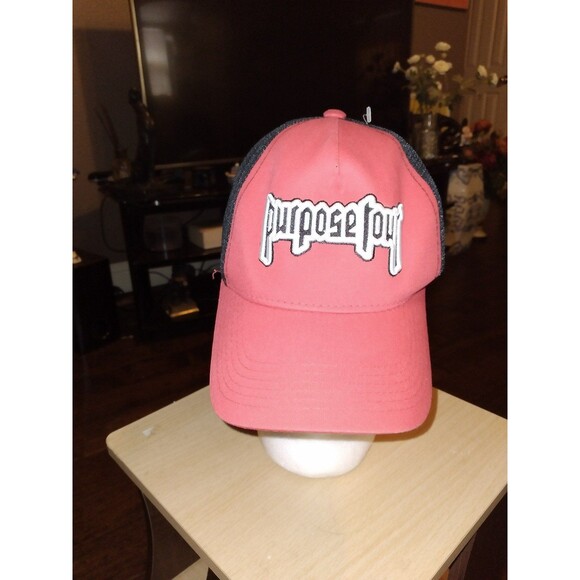 Purpose‎ Tour Justin Bieber Pink & Black Mesh Trucker Hat Baseball Cap Snapback - Picture 2 of 4